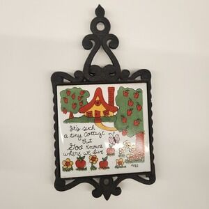 Vintage 70s Kitchen Wall Decor Tile Trivet It's Such A Tiny‎ Cottage God Knows